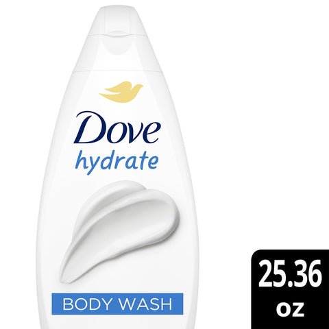 Dove Body Wash, Hydrate, Value-Size 4-Pack – Moisturizing Cleanser for Smooth, Soft Skin, 25.36 Oz Ea