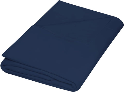ZPECC King Flat Sheets Only Navy 1 Pack, Color-Coded Hem Threads