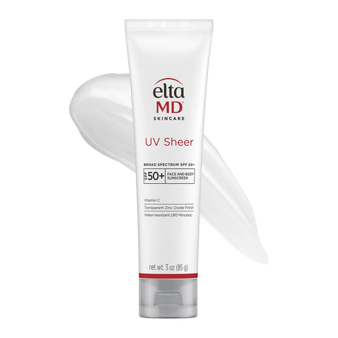 EltaMD UV Sheer Face and Body Sunscreen with Zinc Oxide, SPF 50+, 3 oz | Combined Moisturizer and Sunscreen, No White Cast, Lightweight, Sheer Finish, Water Resistant Up to 80 Minutes