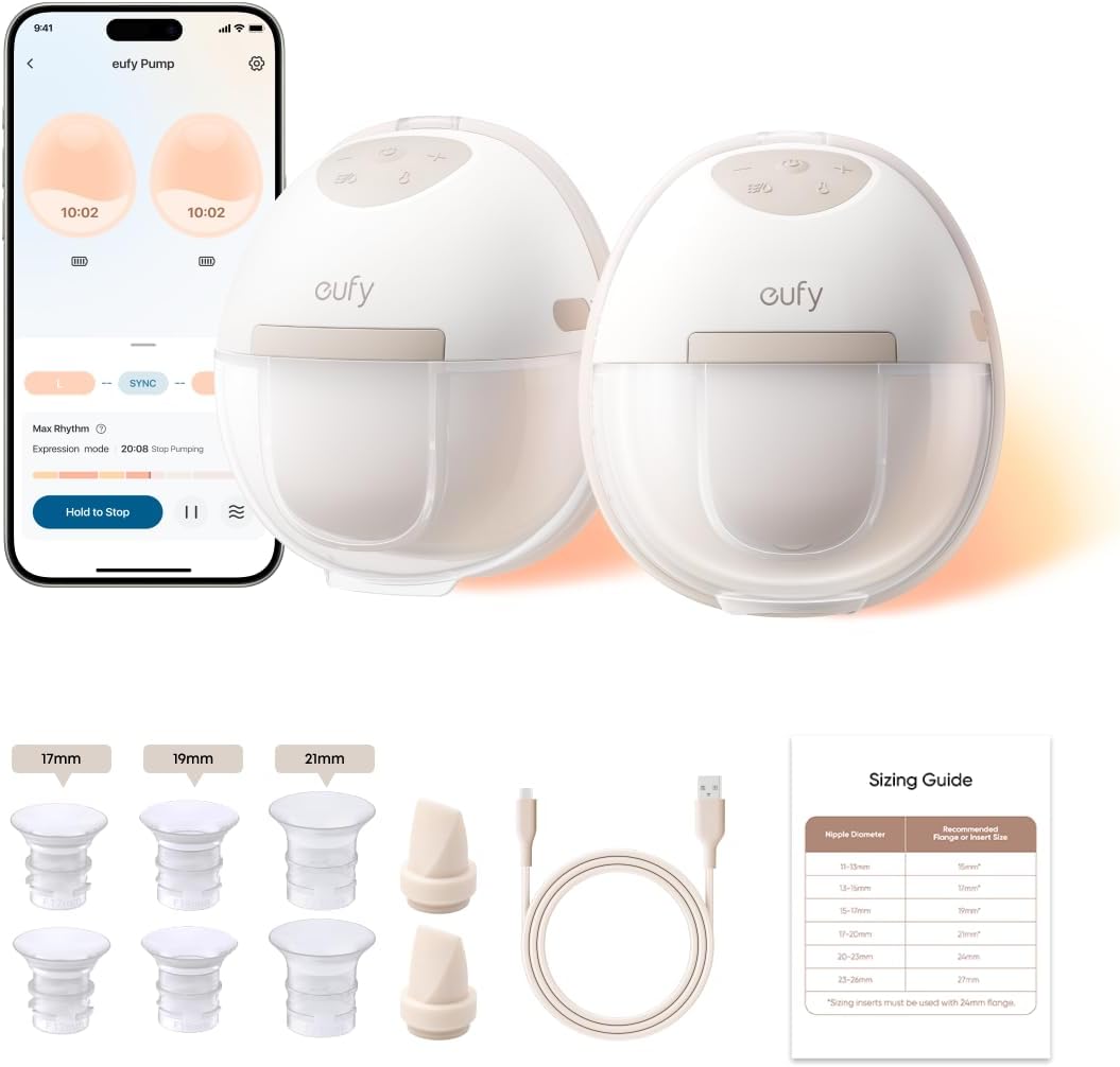 eufy Heated Wearable Breast Pump E20, Hands-Free, App Control