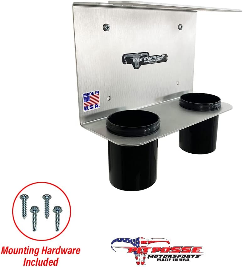 Pit Posse 572 Hand Grease Gun Holder Rack - Made in USA - Garage Organizer Aluminum Storage Caddy Wall Mount Accessory for Enclosed Trailer, Shop, or Garage (Silver)