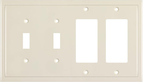 Henne Bery Modern Edge Decorative Wall Plate Switch Plate Outlet Cover, Durable Solid Zinc Alloy (Double Toggle/Double Decorator, Light Almond)