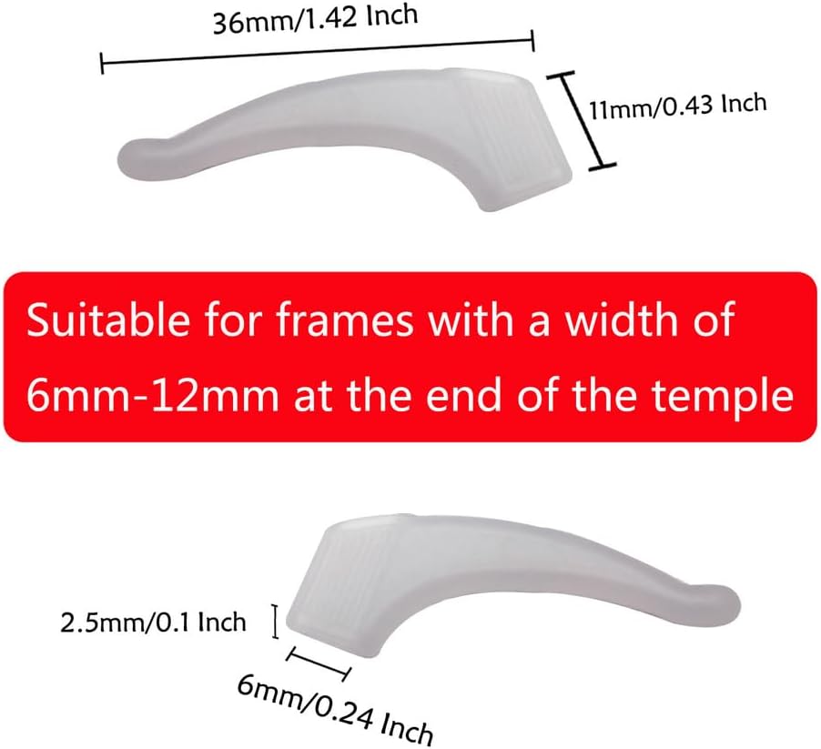 20 Pairs Glasses Anti-slip Silicone Ear Clip - Soft Comfortable Anti-slip Holder, Eye Glasses Ear Grippers Silicone Ear Hook, Eye Glass Temple Tips Sleeve Retainer for Reading Glasses (clear white)