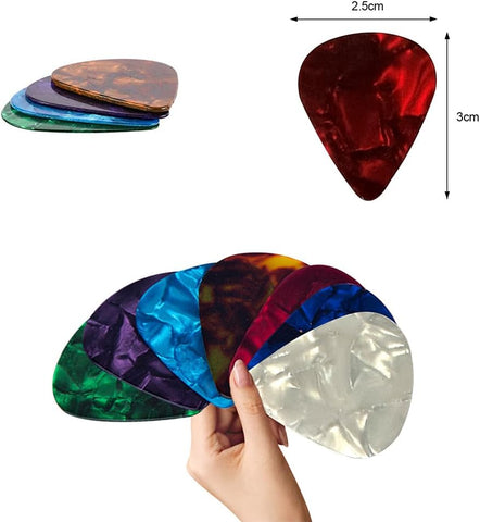 20 Pack Colorful Celluloid Guitar Picks Set, 4 Gauges 0.46mm 0.71mm 0.81mm 0.96mm Durable Guitar Plectrums, Ideal for Acoustic, Electric, Bass Guitars & Ukuleles Beginner Players