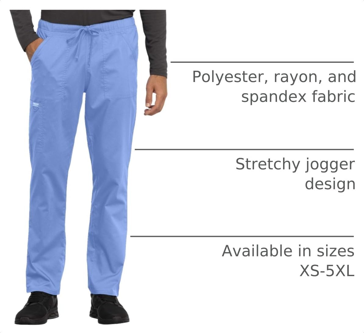 Cherokee Revolution Scrub Pants for Men Tapered Leg Drawstring Stretch