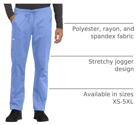 Cherokee Revolution Scrub Pants for Men Tapered Leg Drawstring Stretch
