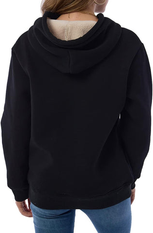 Gnveub Women's Casual Winter Warm Fleece Sherpa Lined Hooded Sweatshirt Thick Pullover Plus with Pockets