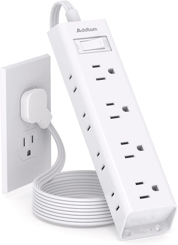 Flat Plug Power Strip, Ultra Thin Flat Extension Cord - 12 Outlets 3 Sides