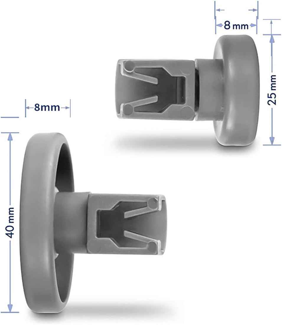 8-Pack 50286965004 Dishwasher Lower Basket Wheels，Gray, Compatible with Electrolux, AEG, Zanussi, IKEA, and more