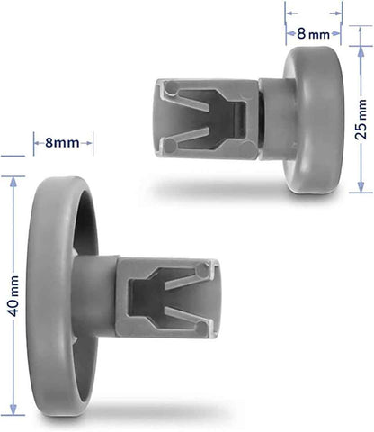 8-Pack 50286965004 Dishwasher Lower Basket Wheels，Gray, Compatible with Electrolux, AEG, Zanussi, IKEA, and more