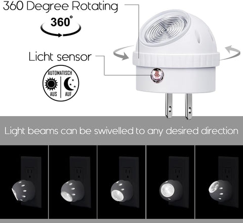 Emotionlite Plug-in LED Night Light Dusk to Dawn Sensor Neutral White 6 Pack