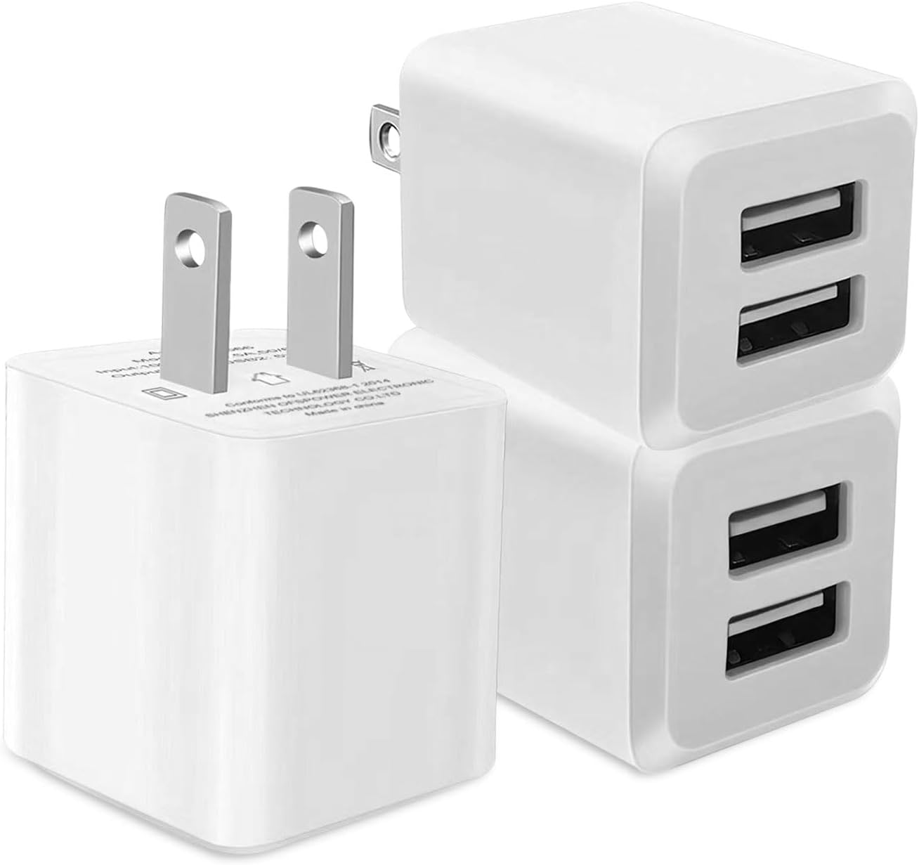 USB Wall Charger, Dual Port Cube Power Adapter Charger Plug Block Charging Box
