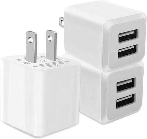 USB Wall Charger, Dual Port Cube Power Adapter Charger Plug Block Charging Box
