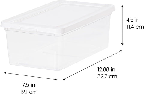 IRIS USA 20-Pack 6 Qt Storage Bins with Lids, Stackable Box, Clear/White