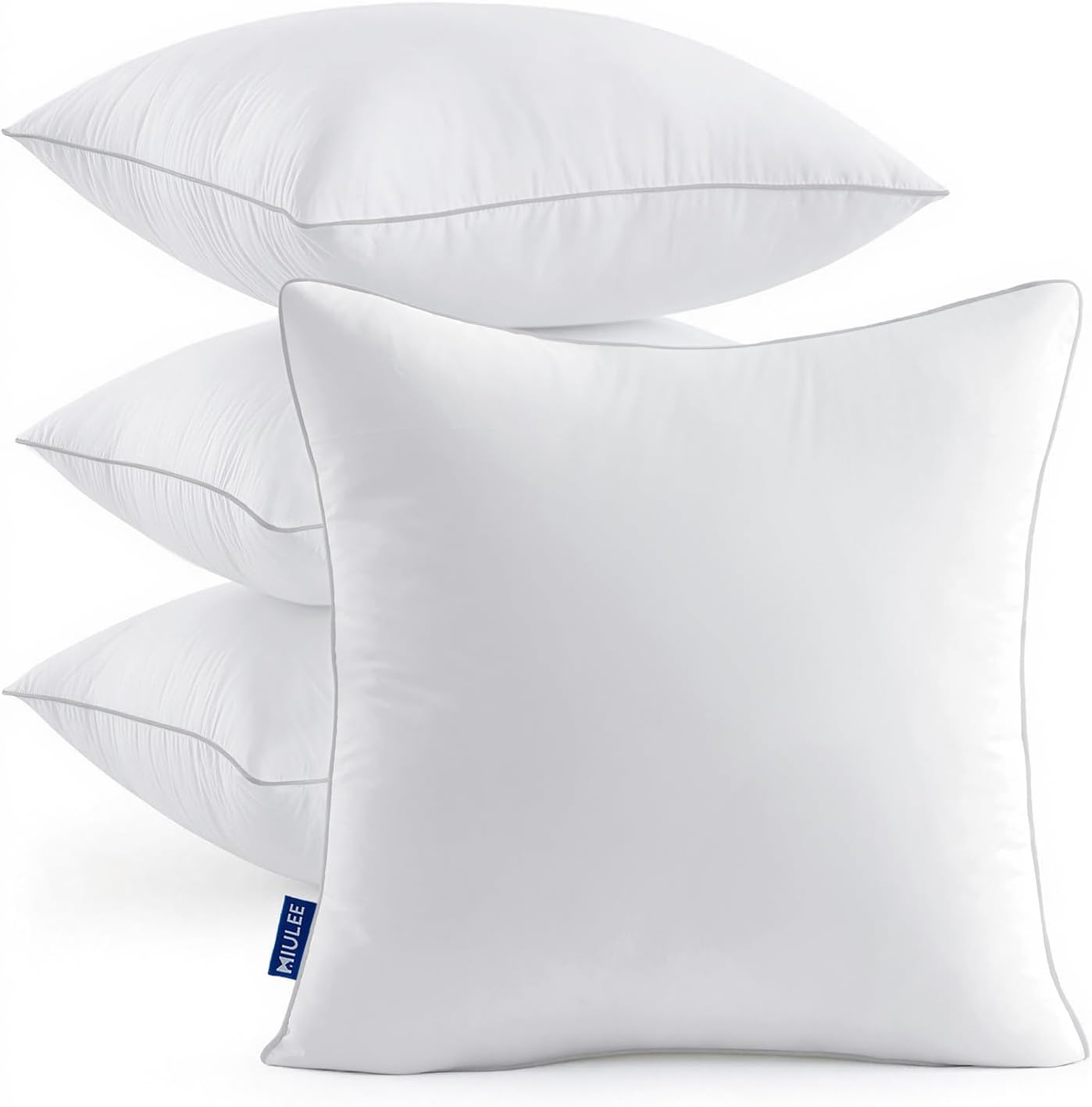 MIULEE 26x26 Inch Euro Pillow Inserts Pack of 4 with 100% Textured Woven Fabric Cover