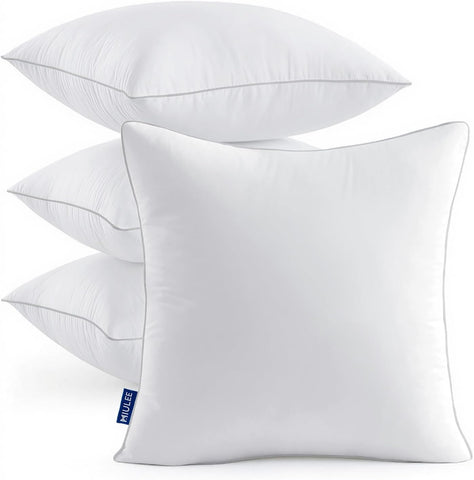 MIULEE 26x26 Inch Euro Pillow Inserts Pack of 4 with 100% Textured Woven Fabric Cover