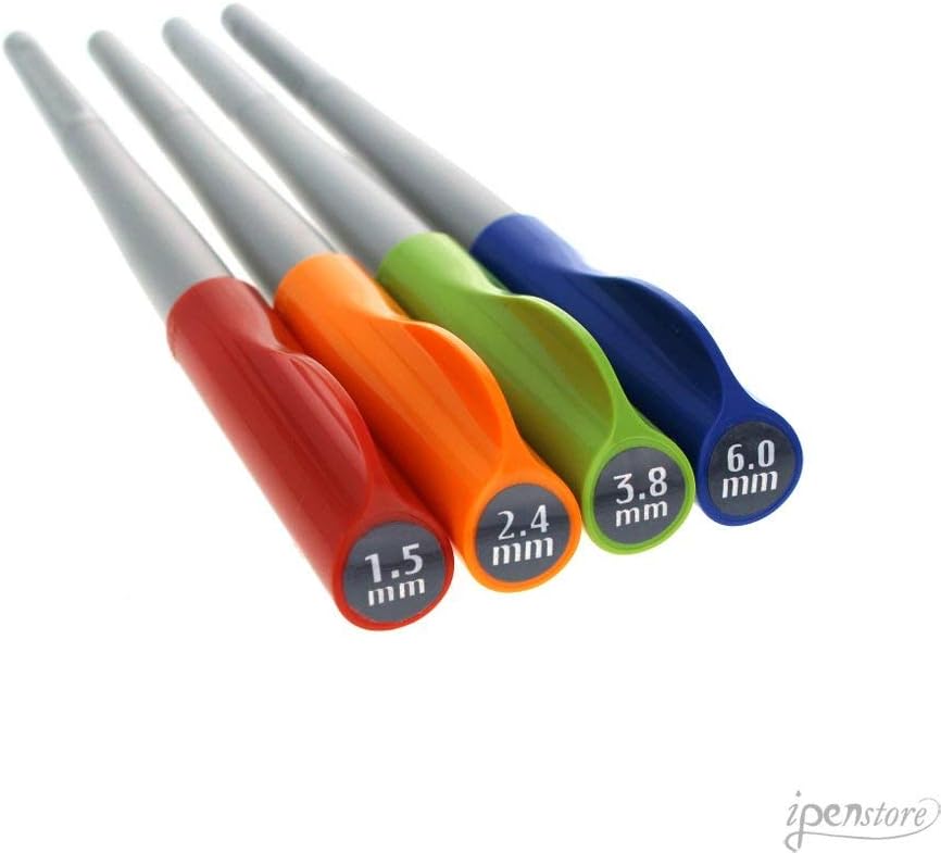Pilot Parallel 4 Nib Calligraphy Pen Set, 1.5mm, 2.4mm, 3.8mm & 6.0mm Nibs, Includes 4 Black & 4 Red Ink Cartridges (90078)