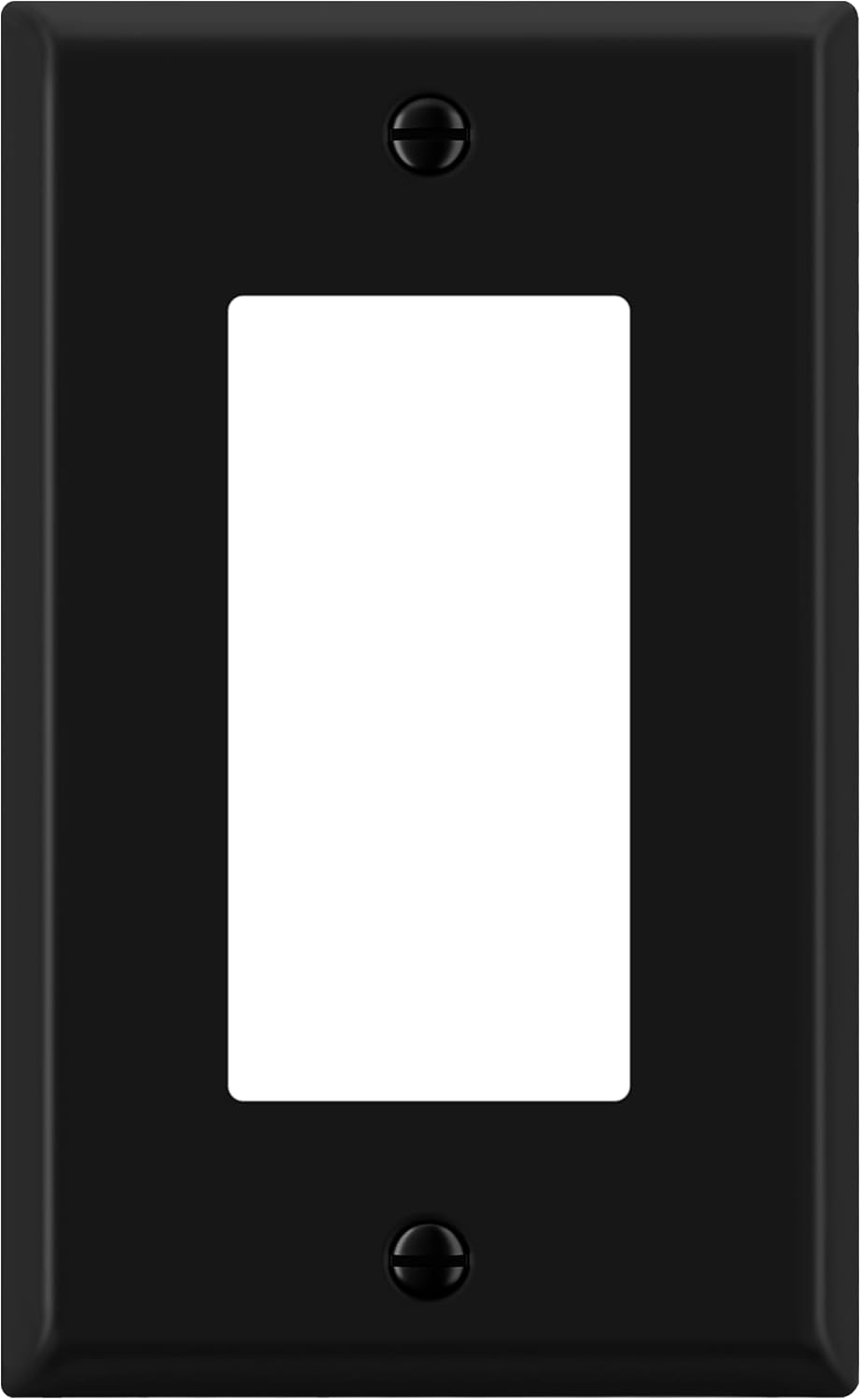ENERLITES Decorator Switch or Outlet Metal Wall Plate, 1-Gang, Black Matte