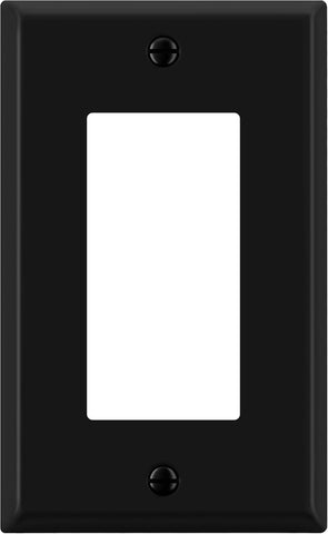 ENERLITES Decorator Switch or Outlet Metal Wall Plate, 1-Gang, Black Matte
