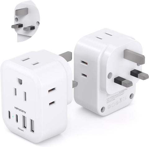 US to UK Plug Adapter, HANYCONY Type G Adapter for Travel, 2 Pack