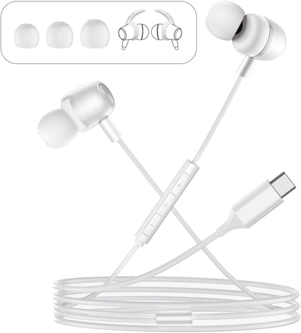 USB C Headphones Wired Earbuds for Samsung iPhone 17/16/15 Pro Max