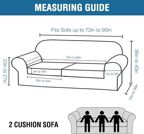 H.VERSAILTEX Real Velvet Plush 3 Piece Stretch Sofa Covers Couch Covers for 2 Cushion Couch Sofa Slipcovers Width Up to 90 Inch Feature Thick Soft Stay in Place (Large Sofa, Grey)