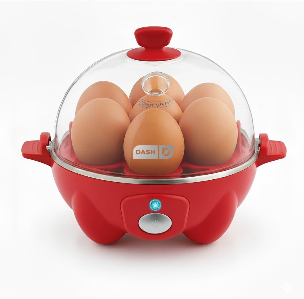 Dash Rapid Egg Cooker, 7 Hard Boiled Eggs, Red