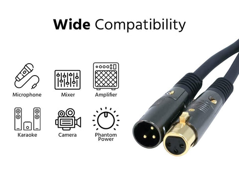 Monoprice XLR Male to XLR Female Cable - 6 Feet - Black, 16AWG, Gold Plated, Microphone & Interconnect - Stage Right Series