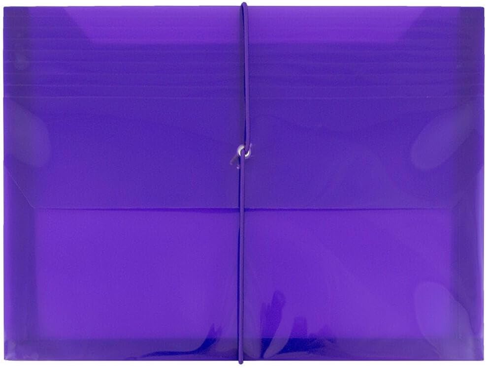 JAM PAPER Plastic Expansion Envelopes with Elastic Band Closure - Letter Booklet - 9 3/4 x 13 with 2.5 Inch Expansion - Blue - 12/Pack