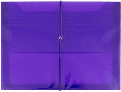 JAM PAPER Plastic Expansion Envelopes with Elastic Band Closure - Letter Booklet - 9 3/4 x 13 with 2.5 Inch Expansion - Blue - 12/Pack