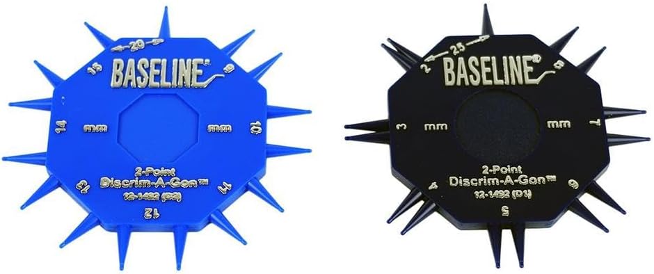 Baseline 2-Point Discrim-A-Gon 2 Disc Set for Sensory Evaluation, Physical Therapy, Rehabilitation, Recovery Professional Evaluation with Plastic Tips