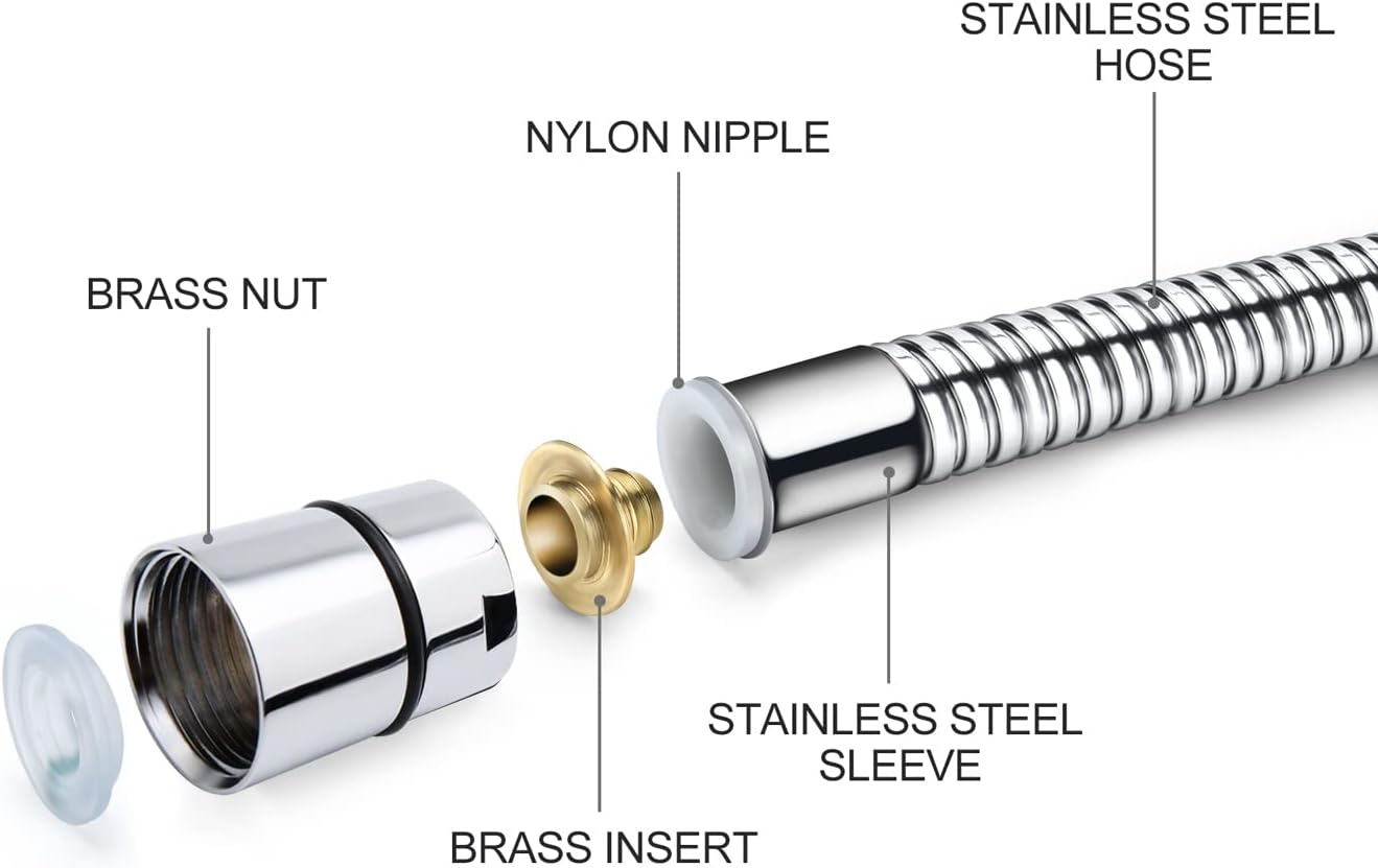 Blissland Shower Hose, 59 Inches Long Stainless Steel Handheld Shower Head Hose with Brass Insert and Nut - Durable and Flexible