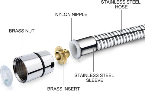 Blissland Shower Hose, 59 Inches Long Stainless Steel Handheld Shower Head Hose with Brass Insert and Nut - Durable and Flexible