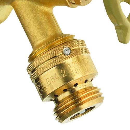 Homewerks Worldwide VACBFPZ4B Vacuum Breaker Hose Bib Backflow Preventer, 3/4 Inch, Brass