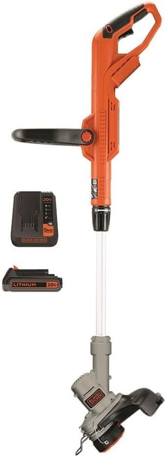 BLACK+DECKER 20V MAX String Trimmer and Edger 2 in 1, Cordless Weed Wacker with Auto Spool Feed, Battery and Charger Included, 12 Inch Steel Deck, Reduced Vibration (LST300)