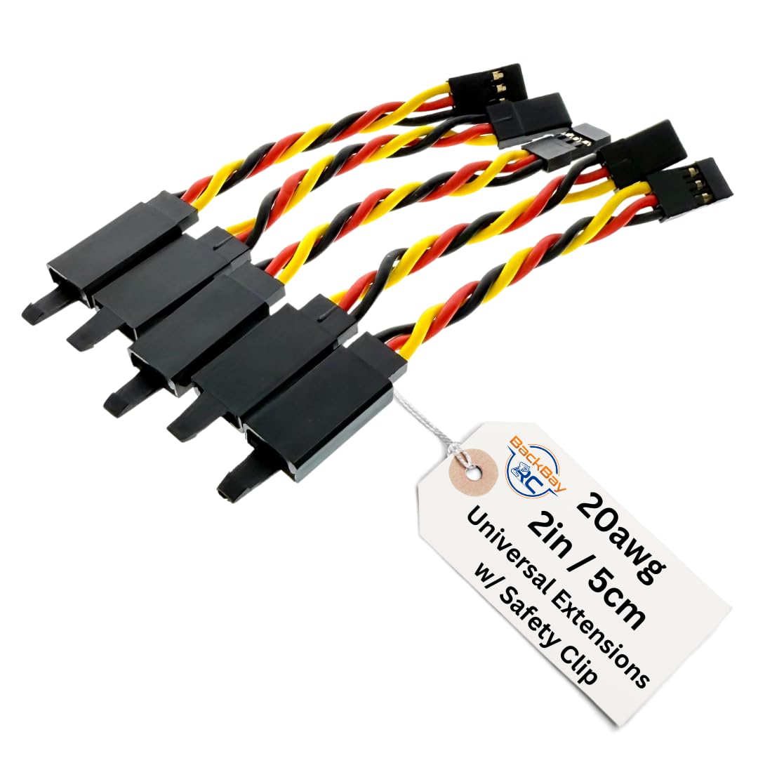BackBayRC - 72in 20awg Male/Female w/Clip Universal Servo Extension - 5 Pack