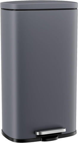 Arlopu 8 Gallon Step Kitchen Trash Can, Stainless Steel Garbage Bin, Grey