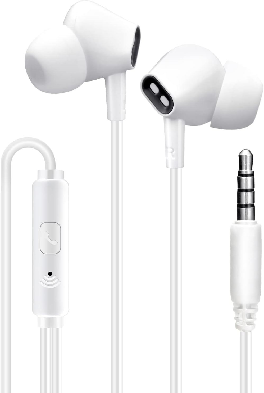 Aylaa Wired Earbuds Headphones for School with Microphone Noise Isolating Stereo Bass in-Ear Earphones – for Smartphones, Tablets, Schools, Ipads, Multiuse - 3.5mm Plug in Audio Jack - White