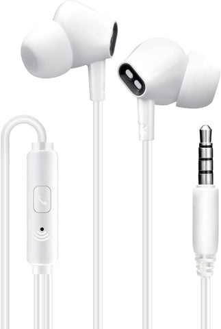 Aylaa Wired Earbuds Headphones for School with Microphone Noise Isolating Stereo Bass in-Ear Earphones – for Smartphones, Tablets, Schools, Ipads, Multiuse - 3.5mm Plug in Audio Jack - White