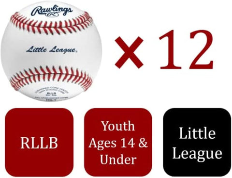 Rawlings | LITTLE LEAGUE Tournament Grade Baseballs | Leather Cover | RLLB | Ages 14U | Game/Practice Use | 12 Count