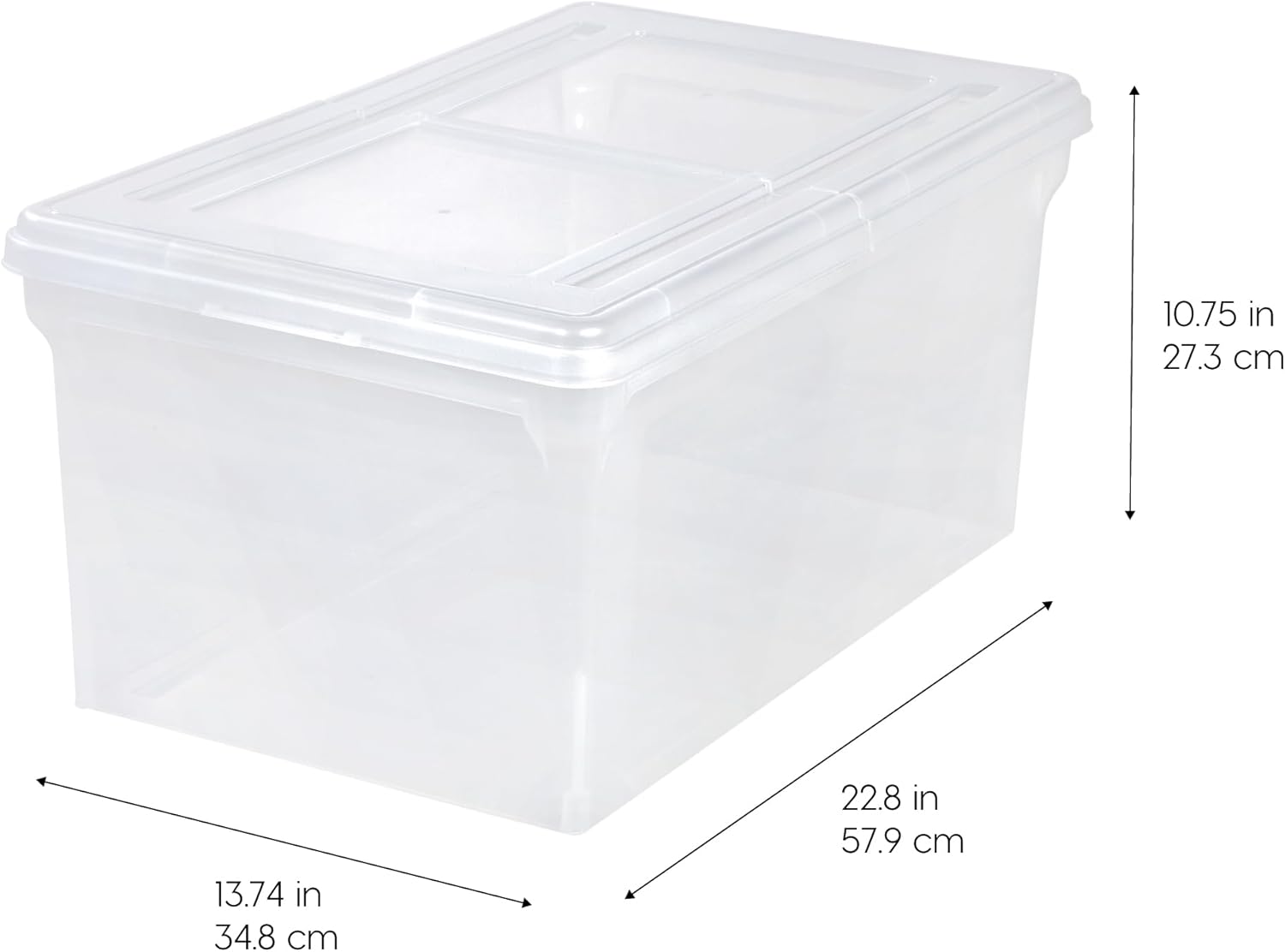 IRIS USA 5-Pack 44 Qt. Letter File Box with Hinged Lid, Clear