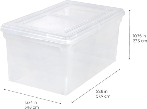 IRIS USA 5-Pack 44 Qt. Letter File Box with Hinged Lid, Clear