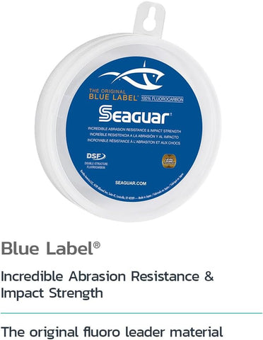 Seaguar Blue Label Fishing Leader Line for Saltwater, 100% Fluorocarbon, Clear, Multiple Sizes