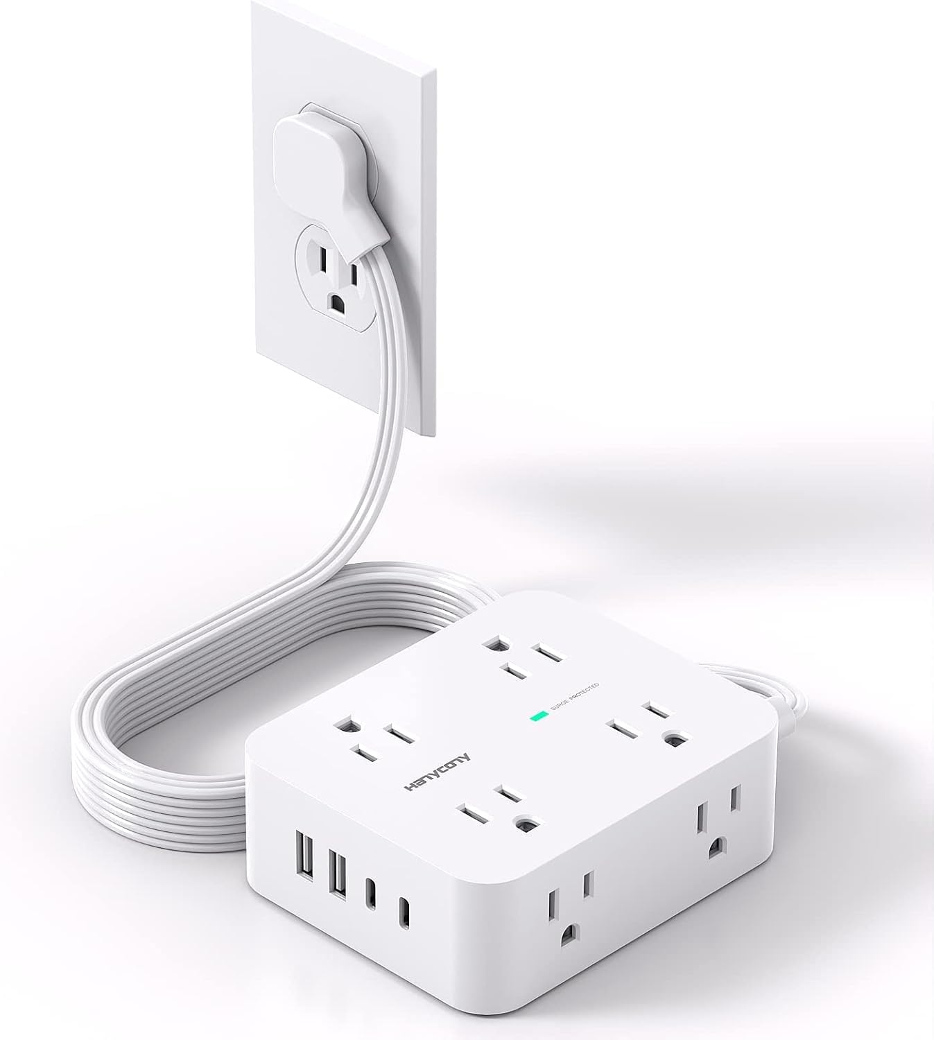 Surge Protector Power Strip, HANYCONY Extension Cord with Multiple Outlets
