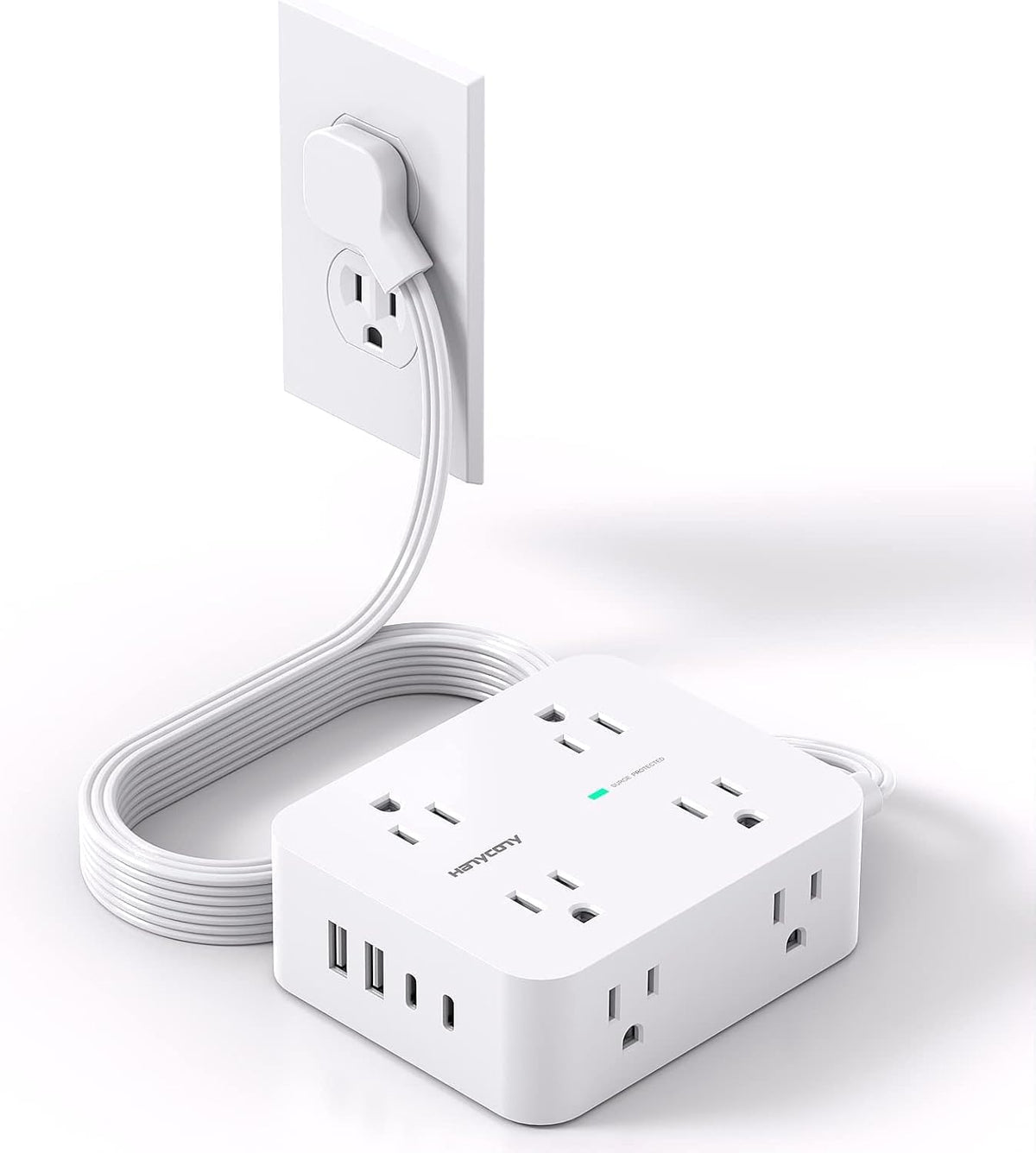 Surge Protector Power Strip, HANYCONY Extension Cord with Multiple Outlets