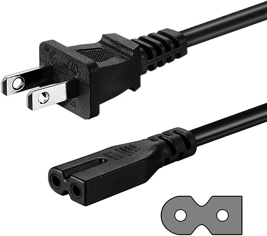 2 Prong AC Power Cord Compatible with Vizio D/E/M Series HDTV, Vizio Sound Bar Power Cable Replacement