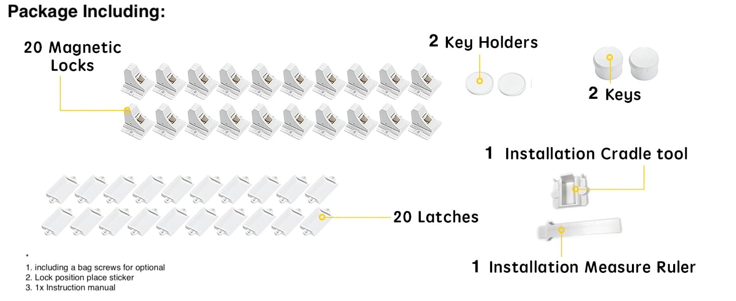 Vmaisi 20 Pack Magnetic Cabinet Locks Baby Proofing and 2 Keys