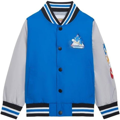 SEGA Sonic The Hedgehog Boys' Bomber Jacket Button-Up Varsity Jacket