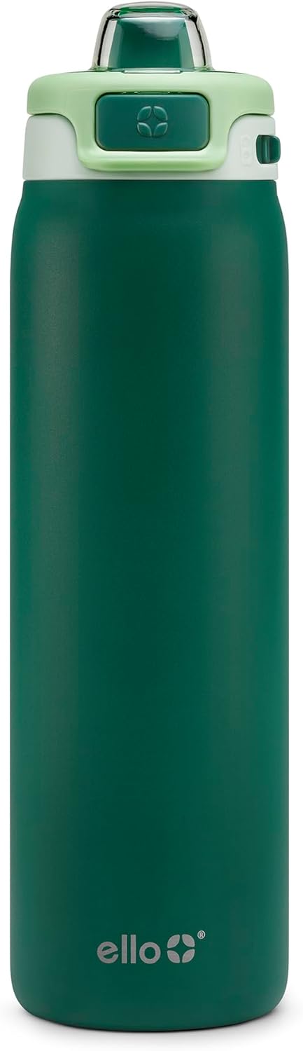 Ello Pop & Fill Insulated Stainless Steel Water Bottle with Quick Fill Lid, Leakproof Locking, Sip or Chug Spout, BPA-Free, Double Wall Vacuum Insulated for Sports, Travel & School- 22oz / 32oz / 40oz