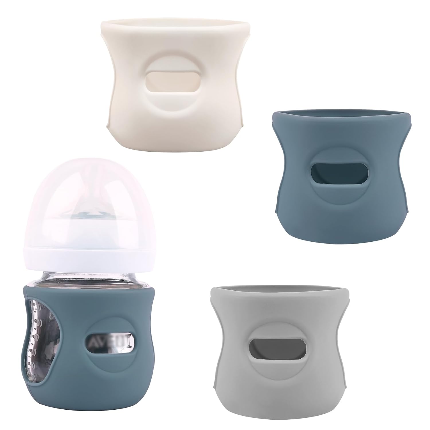 3 Pack Silicone Sleeves for Avent Natural Glass Baby Bottles 4 oz